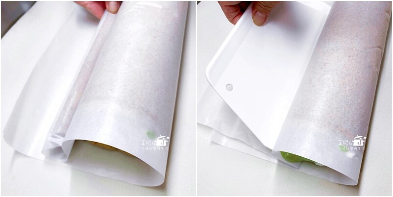 烘焙筆記│芝麻堅果抹茶奶油蛋糕捲，蛋糕質地綿密雙色夾心口感滑顺