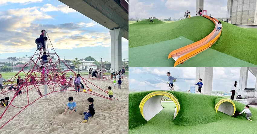 宜蘭縣羅東鎮羅東九號公園》船型木造親子共融遊樂場、草坪磨石子溜滑梯、圓頂體健設施、噴水池、鞦韆單槓遊戲場~免費景