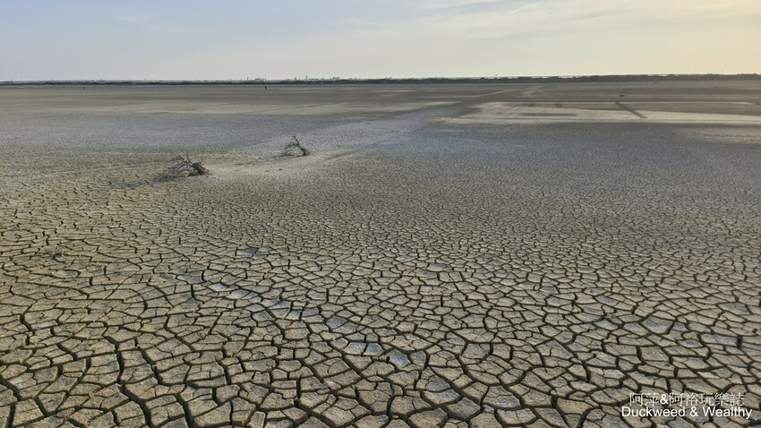 台南市七股區【台南.七股】「頂山賞鳥亭」大自然鹽灘龜裂奇景|彩霞夕照下的荒涼大地讓人驚艷的熱拍景點|