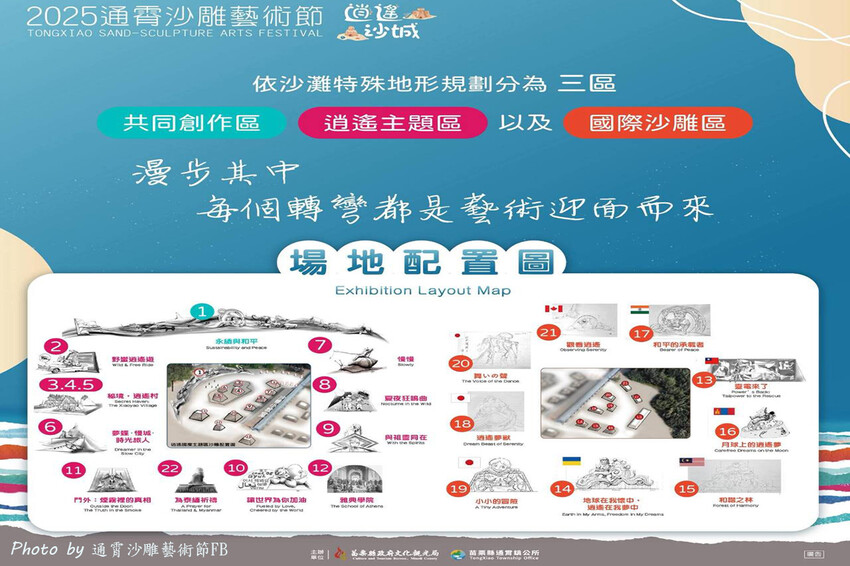 苗栗縣通霄鎮【2025通霄沙雕藝術節】通霄海水浴場｜永續和平主題免費入場，一起逍遙沙城賞沙雕、玩海灘。苗栗海邊
