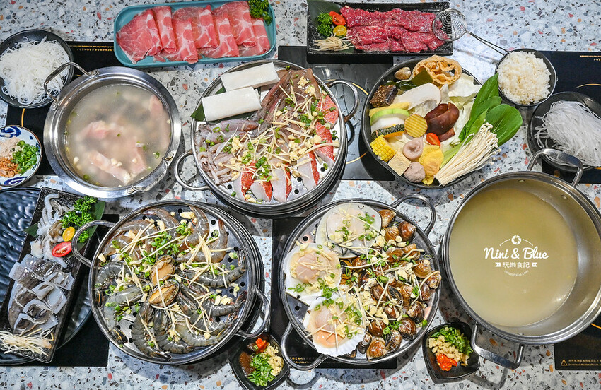 台中梧棲火鍋推薦,三井outlet附近高CP值蒸氣火鍋海鮮塔,推薦加購台灣溫體牛 -妮妮布魯