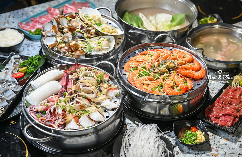 台中梧棲火鍋推薦,三井outlet附近高CP值蒸氣火鍋海鮮塔,推薦加購台灣溫體牛 -妮妮布魯