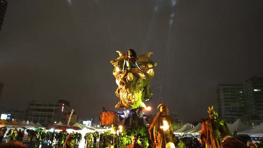 2020桃園燈會。光之桃花源 光之巨龍秀 法國機械巨龍馬戲團表演 噴火通通有