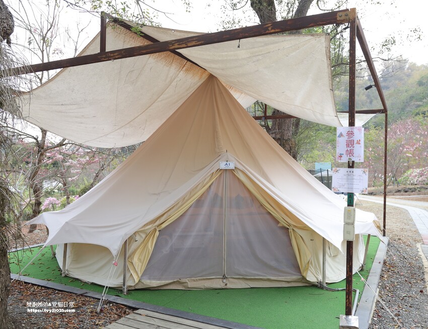 全台最多花旗木包圍的美濃  蝶舞澗  豪華露營帳篷一泊三食在地食材