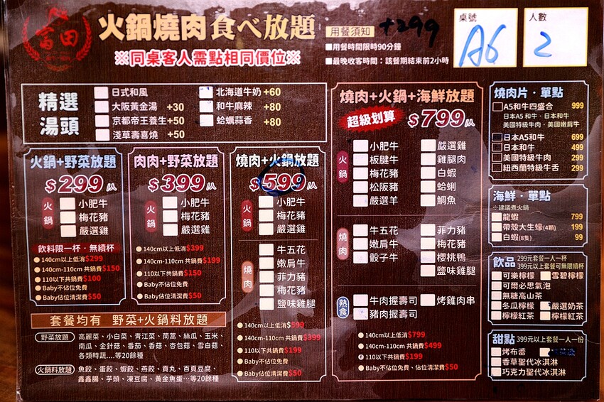 富田和牛燒肉｜299起吃到飽！LV等級和牛滷肉飯無限量供應 秒到日本火烤兩吃一次滿足。菜單價位(台中北屯燒