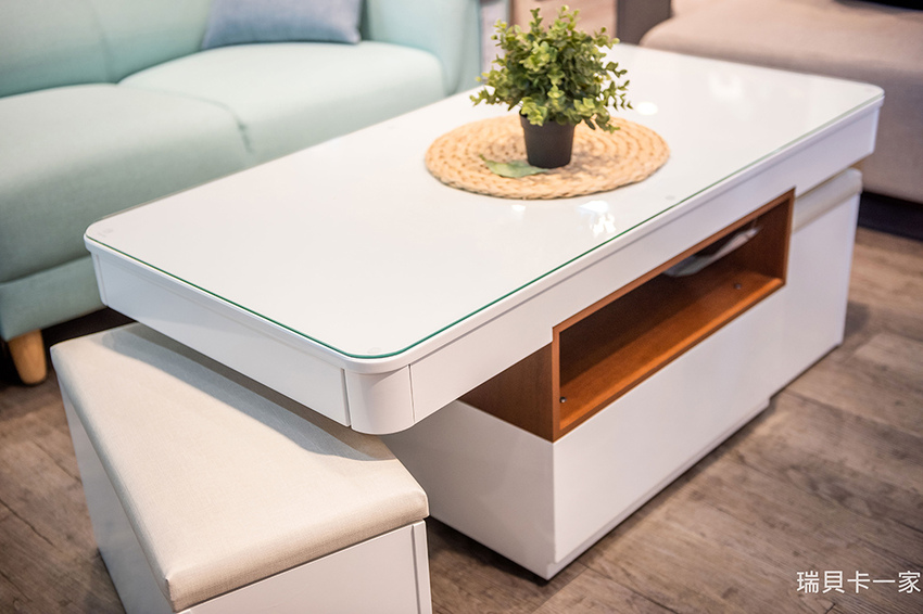 烤白大茶几 收納椅凳強化玻璃.jpg