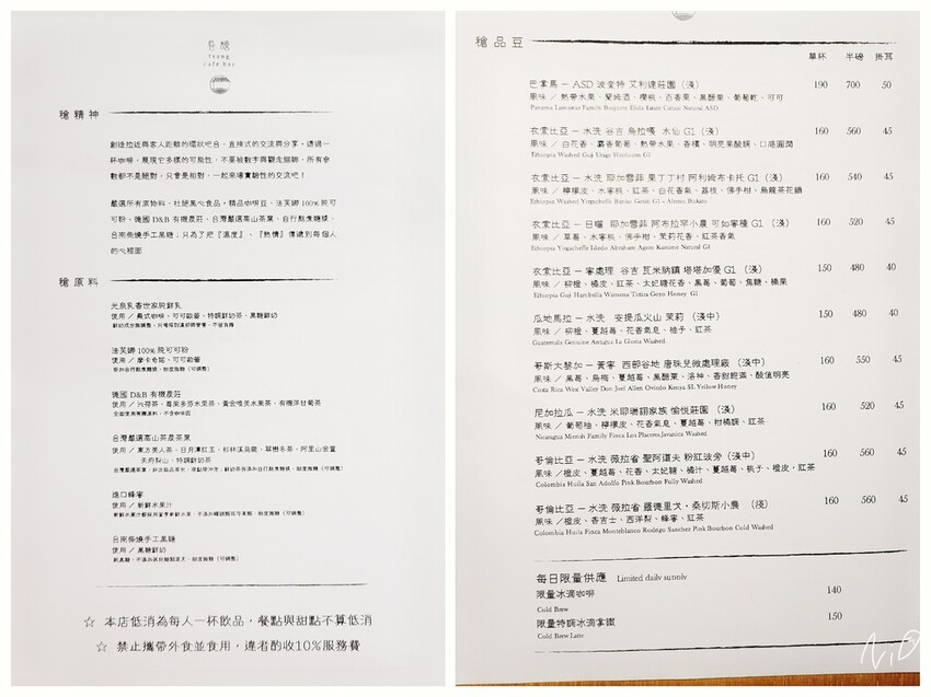 20220226 tsang cafe bar 吾䅮咖啡 menu