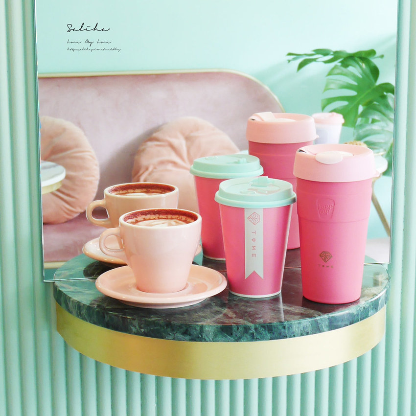 台北士林站劍潭站附近超美韓風網美風必拍粉嫩咖啡廳下午茶T.ME Cafe外帶杯 (4)