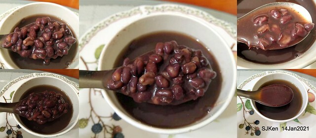 Taiwan traditional sweeten soup, Red bean with Kueh,「盛粿一切蘿蔔糕專賣 南港店」, Taipei, Taiwa, Jan 14, 2021.