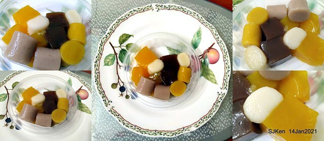 Taiwan traditional sweeten soup, Red bean with Kueh,「盛粿一切蘿蔔糕專賣 南港店」, Taipei, Taiwa, Jan 14, 2021.