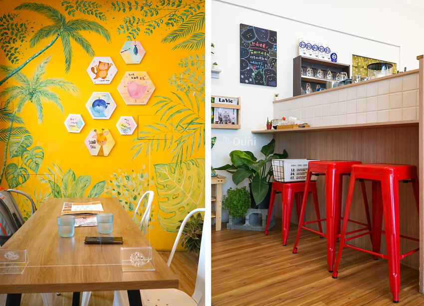 阿飛Brunch│台中早午餐推薦。繽紛觀葉植物躍然牆上，綠意相伴享受美食慢慢吃