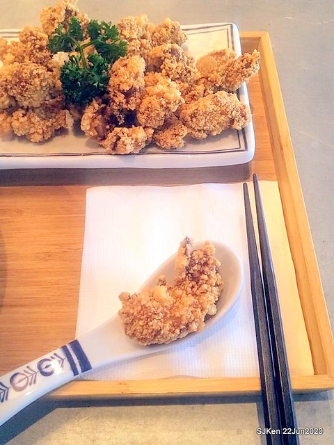 Cut noodle with salt crispy chicken and side dishes, Taipei, Taiwan, SJKen, Jun 22, 2020