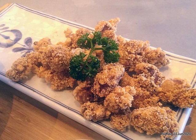 Cut noodle with salt crispy chicken and side dishes, Taipei, Taiwan, SJKen, Jun 22, 2020
