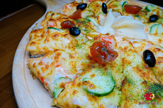 [壽司 丼飯] 新竹 賞壽司 - 充滿起司奶香又帶芥末味的龍蝦舞Pizza壽司 桑脆山藥搭配明太子鮭魚卵 入口即化的鮮嫩比目魚鰭邊肉