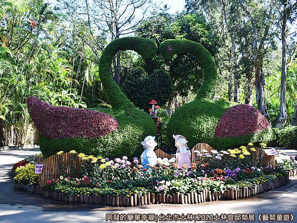 士林官邸菊展藝菊童遊13-通往內花園前的天鵝愛心造景.JPG