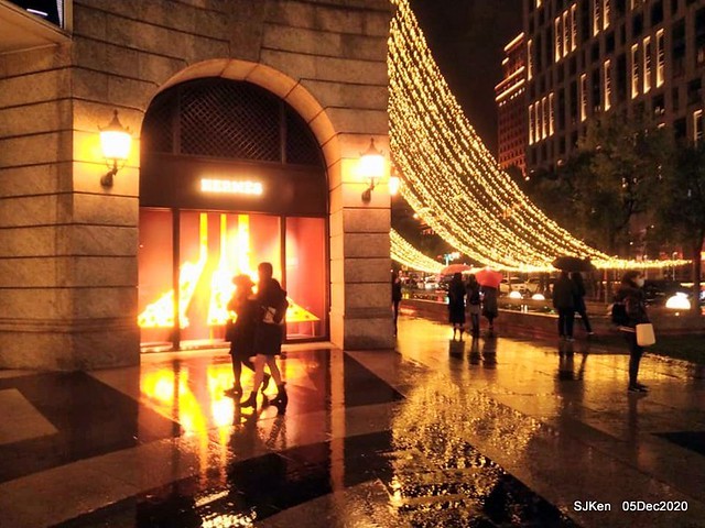 Christmas street night scene at Taipei Department stores area, Taipei, Taiwan, SJKen, Dec 5, 2020.