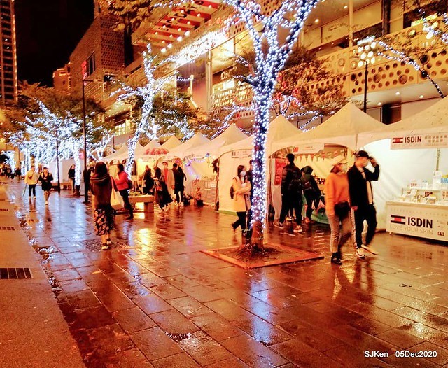 Christmas street night scene at Taipei Department stores area, Taipei, Taiwan, SJKen, Dec 5, 2020.