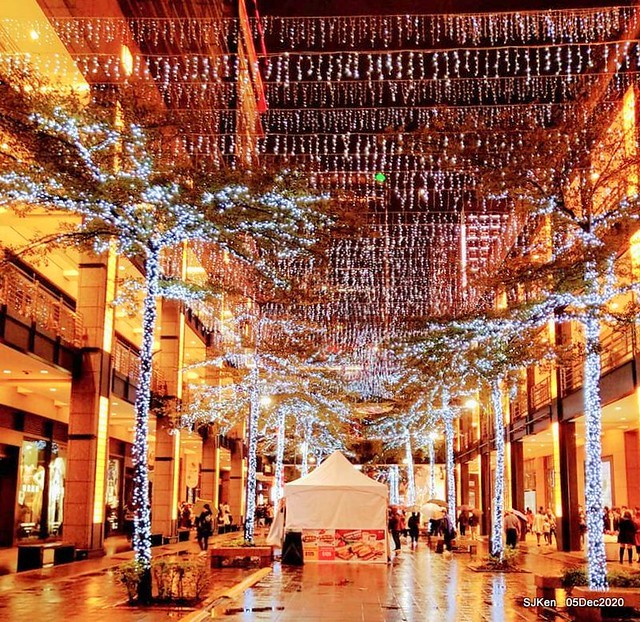 Christmas street night scene at Taipei Department stores area, Taipei, Taiwan, SJKen, Dec 5, 2020.