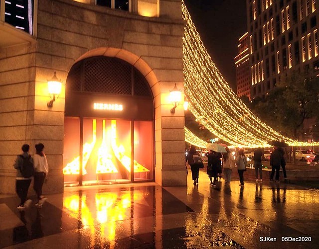 Christmas street night scene at Taipei Department stores area, Taipei, Taiwan, SJKen, Dec 5, 2020.