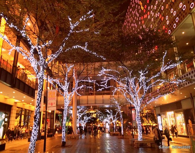 Christmas street night scene at Taipei Department stores area, Taipei, Taiwan, SJKen, Dec 5, 2020.