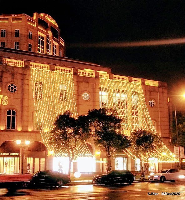 Christmas street night scene at Taipei Department stores area, Taipei, Taiwan, SJKen, Dec 5, 2020.