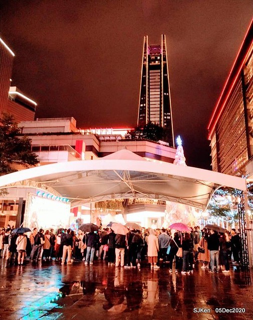 Christmas street night scene at Taipei Department stores area, Taipei, Taiwan, SJKen, Dec 5, 2020.