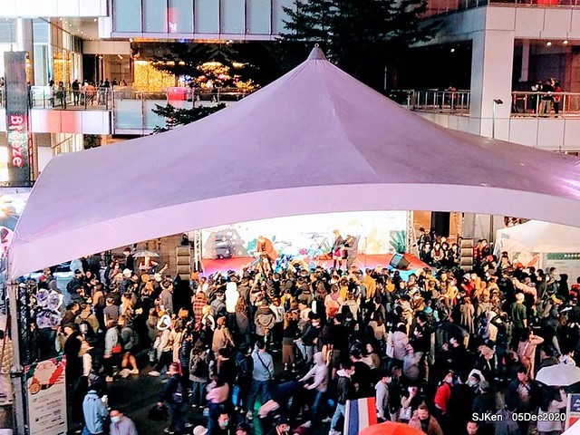 Christmas street night scene at Taipei Department stores area, Taipei, Taiwan, SJKen, Dec 5, 2020.