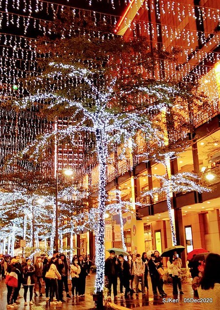 Christmas street night scene at Taipei Department stores area, Taipei, Taiwan, SJKen, Dec 5, 2020.