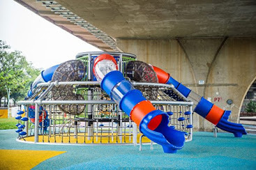 嘉義景點-番仔溝公園-大變身前後比照圖，煥然一新的開心樂園