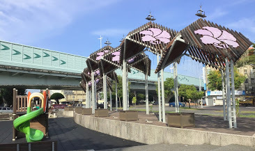 嘉義景點-番仔溝公園-大變身前後比照圖，煥然一新的開心樂園