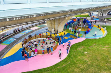 嘉義景點-番仔溝公園-大變身前後比照圖，煥然一新的開心樂園