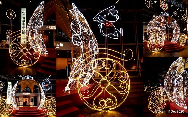 Merry Christmas street decoration of Taishin Financial Holdings, Taipei, Taiwan, Dec 11, 2020.