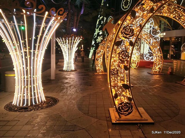 Merry Christmas street decoration of Taishin Financial Holdings, Taipei, Taiwan, Dec 11, 2020.
