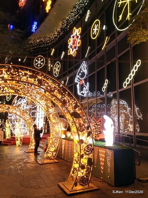 Merry Christmas street decoration of Taishin Financial Holdings, Taipei, Taiwan, Dec 11, 2020.