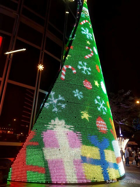Merry Christmas street decoration of Taishin Financial Holdings, Taipei, Taiwan, Dec 11, 2020.