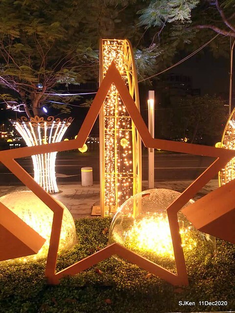 Merry Christmas street decoration of Taishin Financial Holdings, Taipei, Taiwan, Dec 11, 2020.