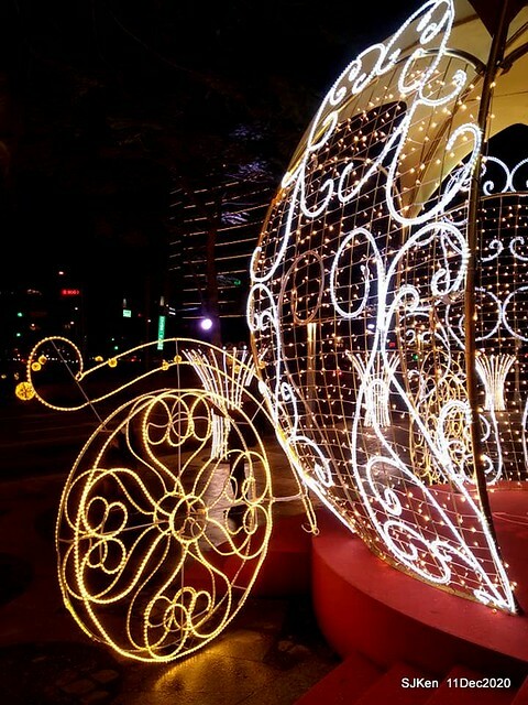 Merry Christmas street decoration of Taishin Financial Holdings, Taipei, Taiwan, Dec 11, 2020.