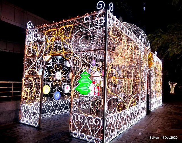 Merry Christmas street decoration of Taishin Financial Holdings, Taipei, Taiwan, Dec 11, 2020.