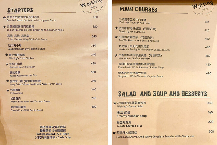 Waiting Bistro｜台北東區質感餐酒館