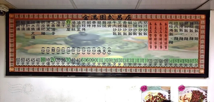 西門町【金滿園排骨】菜單 西門町【金滿園排骨】菜單