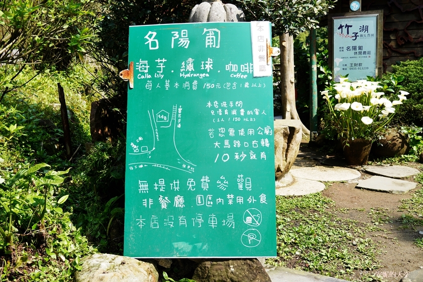 [2021陽明山最美海芋田 名陽圃休閒農莊] 海遇木屋花朵鞦韆 浪漫框住小油坑夢幻山景 - 安妮的天空