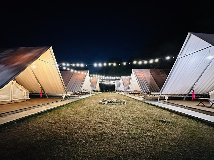 【蟬說：山中靜靜】台中酒桶山豪華秋冬露營，桂花弄帳篷區絕美景