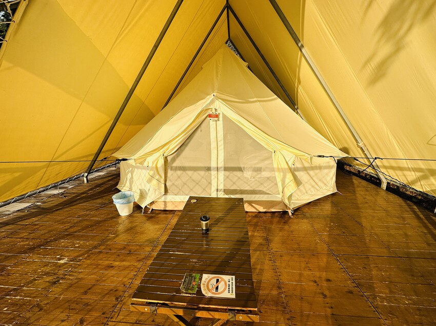 【蟬說：山中靜靜】台中酒桶山豪華秋冬露營，桂花弄帳篷區絕美景