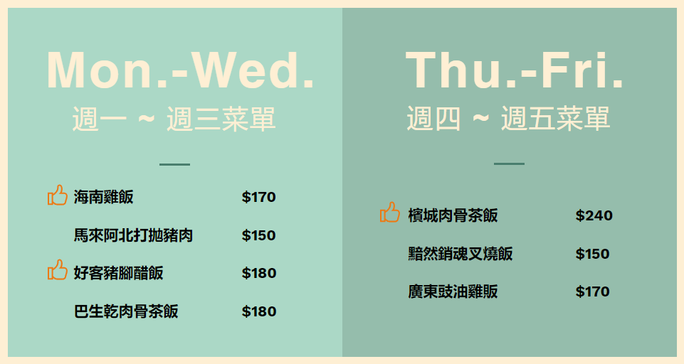 台中西區馬來西亞便當-從宅配名店做到開店面，超美的店面讓人無法忘懷-馬來時光菜單