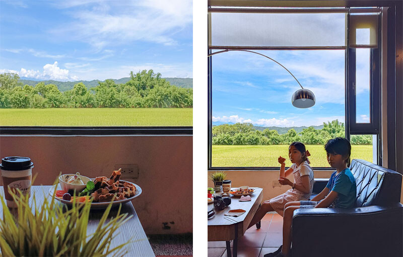 觀景窗台收藏無邊風光景致，一景金黃稻穗藍天為帳，波浪搖曳間飲一杯咖啡品一席悠閒時刻