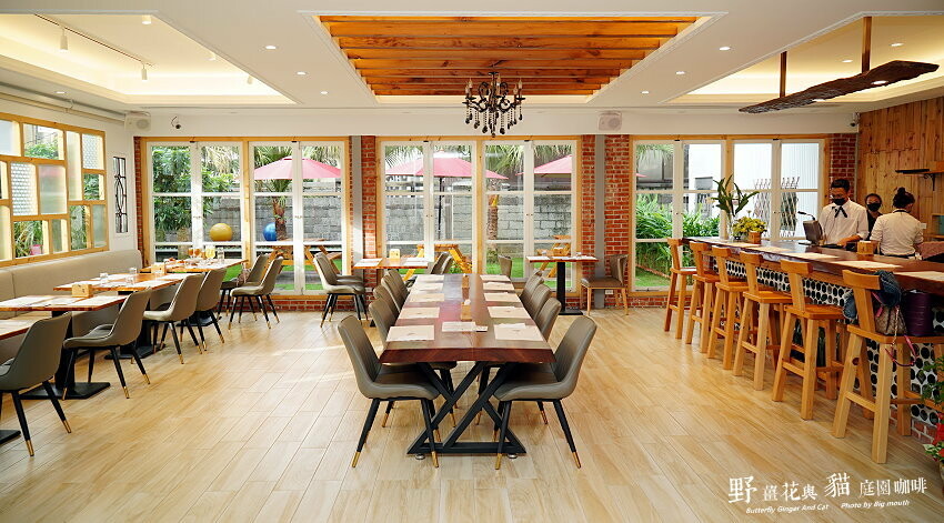 【龍潭美食】野薑花與貓庭園餐廳．野薑花料理、貓咪、立體拉花超療癒!