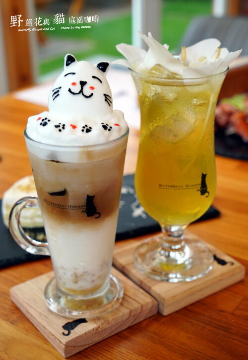 【龍潭美食】野薑花與貓庭園餐廳．野薑花料理、貓咪、立體拉花超療癒!