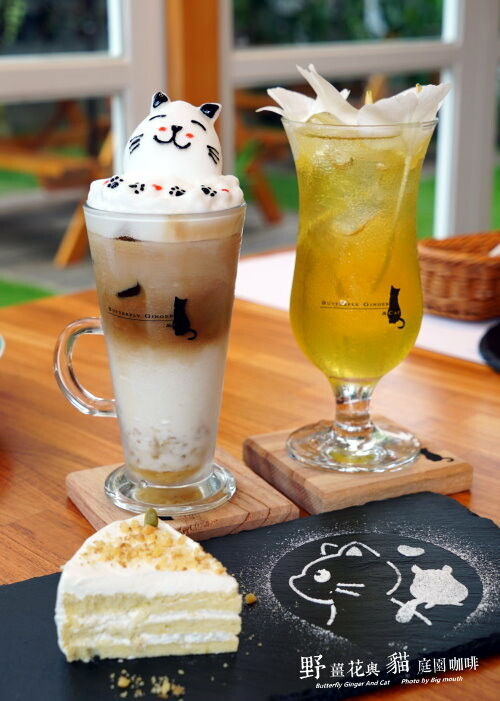 【龍潭美食】野薑花與貓庭園餐廳．野薑花料理、貓咪、立體拉花超療癒!