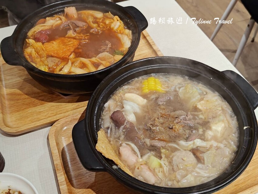 台北麻辣鍋「元心燃麻辣堂」超大份鍋底，麻辣滷肉飯搭配厚奶茶超解辣。