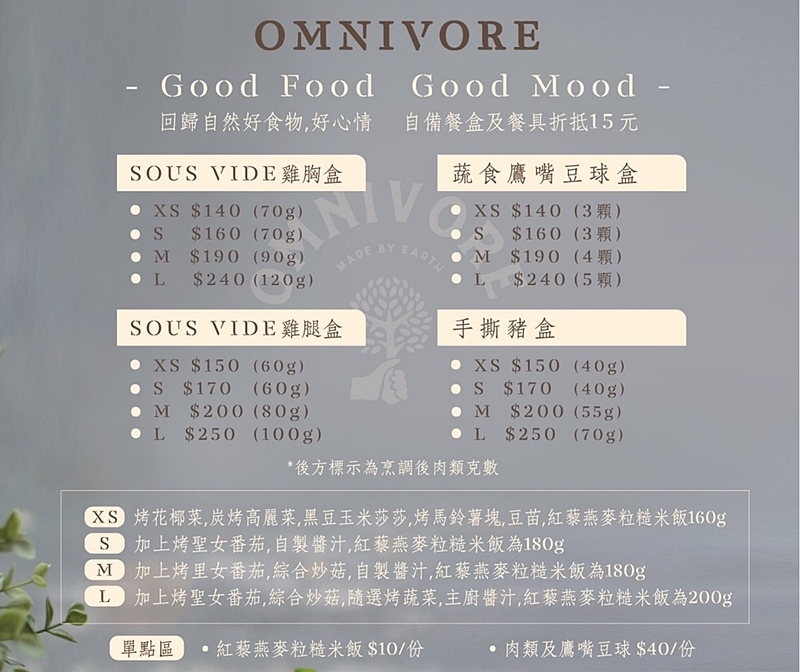 南京三民便當.南京三民外帶外送.Omnivore.雜食者.雜食者便當.民生社區餐盒.健康餐盒.小初芽.